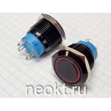 GQ19-N1 ЧЁРНЫЙ КОРПУС без фиксации с подсветкой (красная) 12V