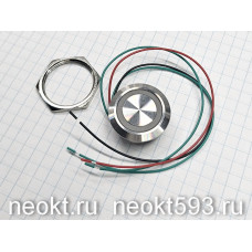 GQ22-N1 US кнопка с проводом б/ф с подсветкой ЗЕЛЕНАЯ