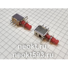 PW25 (PS22F05L) кнопка с фиксацией пайка в плату (1 ушко) красная