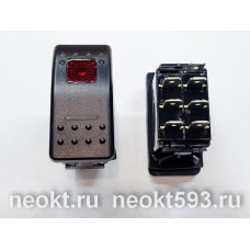 RK3-06 выключатель без фиксации на 3 положения с КРАСНОЙ подсветкой (12V)