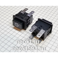 SC7097 кнопка без фиксации чёрная со знаком включения (KCD1-124/4p)