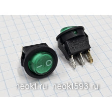 SWR-47 mini переключатель с подсветкой ЗЕЛЕНЫЙ (KCD5-101N-2-G-3P)