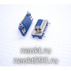 VGA-15FR (тип 1) розетка на плату угловая высокой плотности