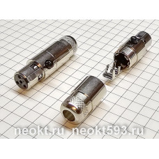 mini XLR-04F розетка на кабель с металлическим корпусом